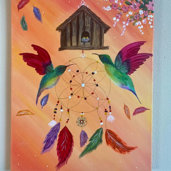 Dreamcatcher & hummingbird painting